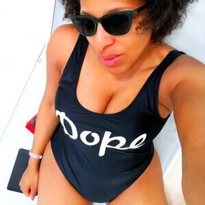 Scoopneck Dope One piece Swimsuit Size L EUC